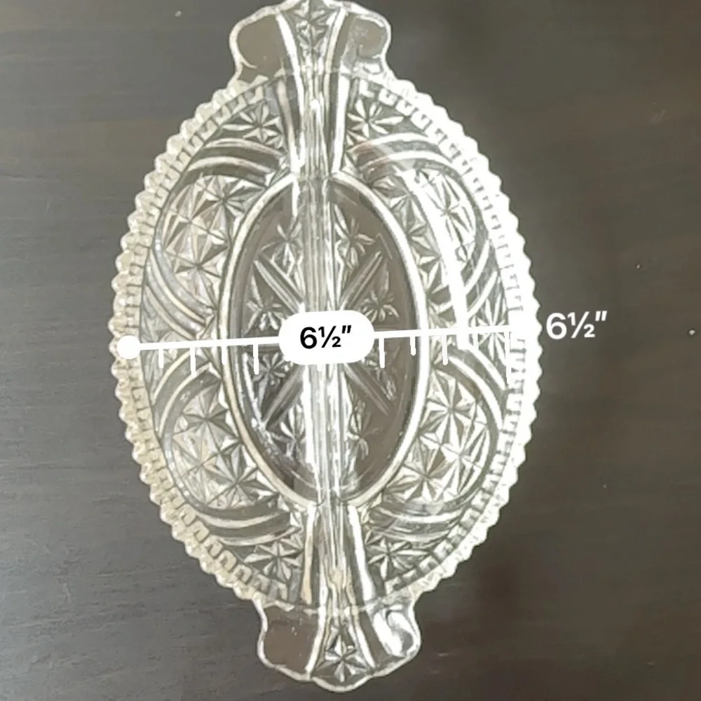 Anchor Hocking Stars & Bars‎ Divided Relish Dish Pressed Glass 1950's